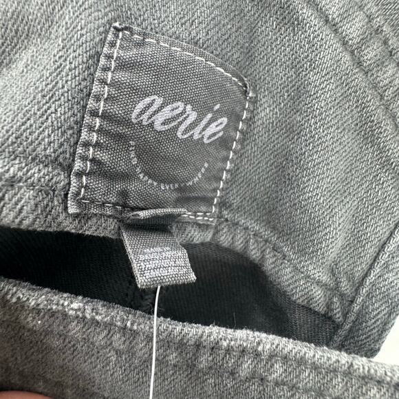 Aerie Women's Wide Leg Smoked Overalls Raw Edge Hem Charcoal Gray Size M NWT - Picture 10 of 11